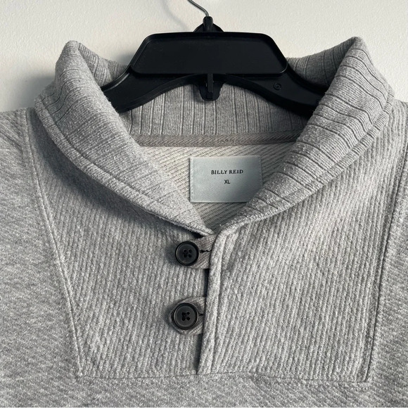 Billy Reid Medium Gray Mouline Shawl Pullover Sweatshirt - 22471 - Picture 4 of 9